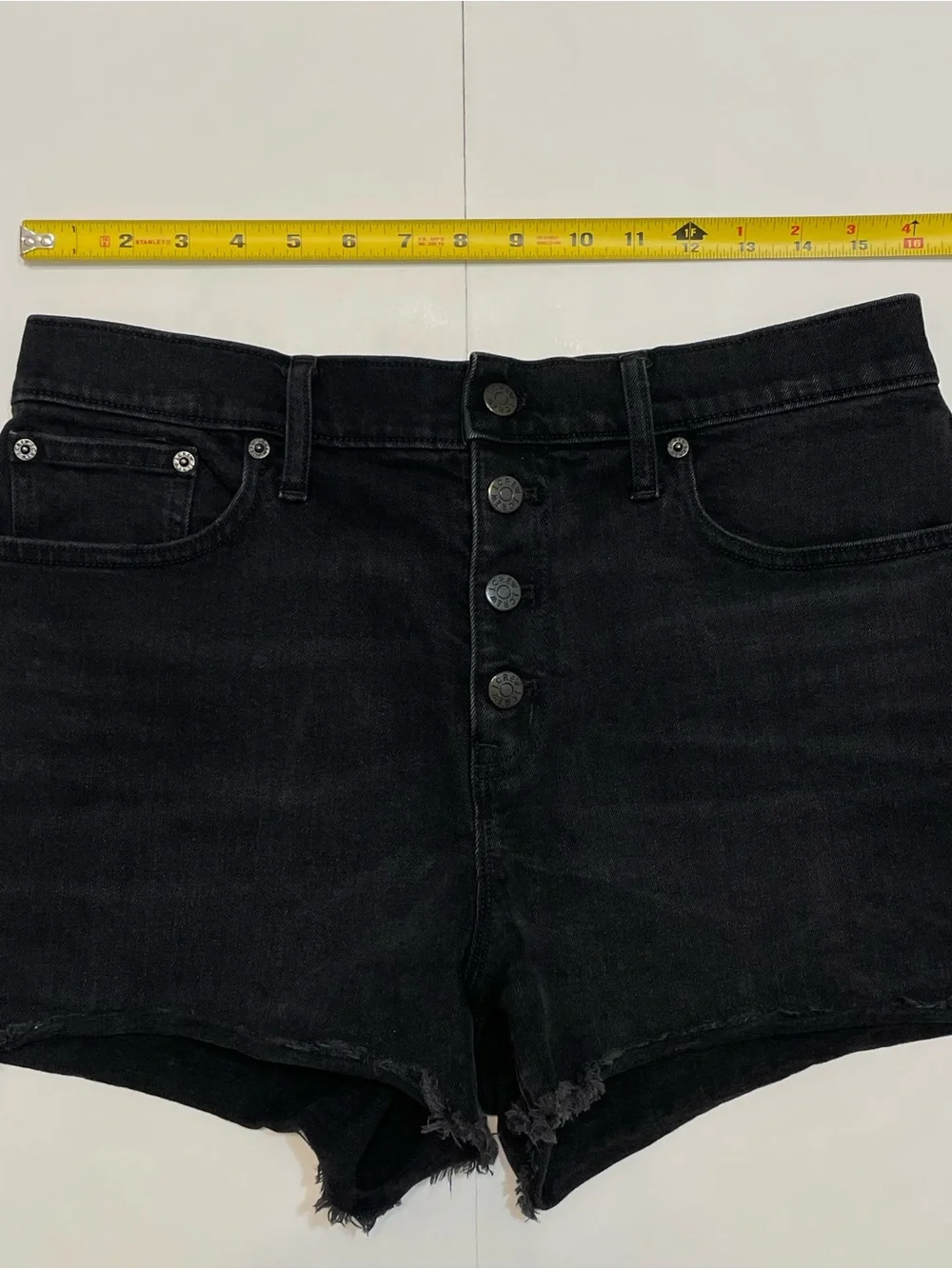 J. Crew High-Rise Button-Front Black Denim Jean Shorts Size 29